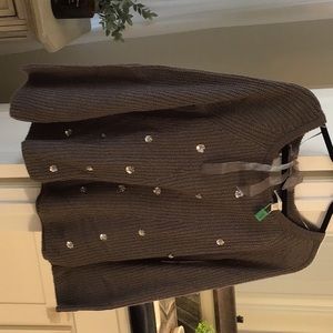 Women’s lightweight beautiful gray  swing  sweater . Embellished rhinestones